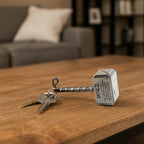 Compact miniature hammer keychain accessory in metal alloy