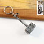Big metal hammer shape alloy keychain holding keys