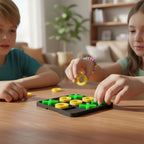 Tic Tac Toe board game setup on table for indoor family game time