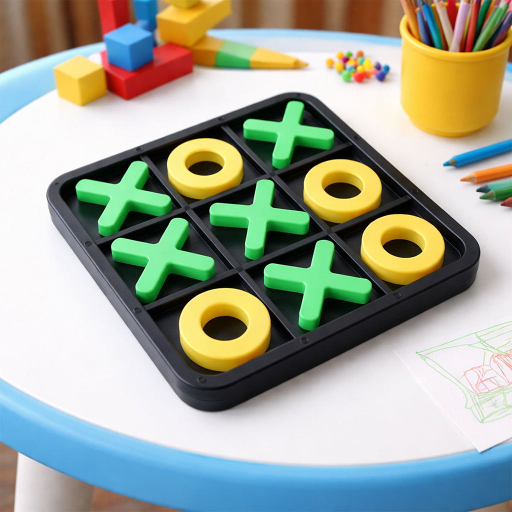 Tic Tac Toe game board with smooth edges and playing pieces