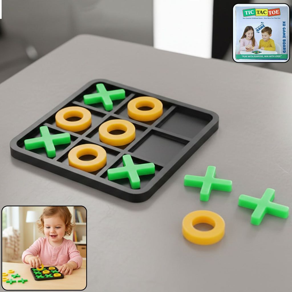 Classic Tic Tac Toe board game with secure interlocking X and O pieces