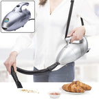 Angled view of Orbit mini vacuum cleaner showing durable ABS plastic body