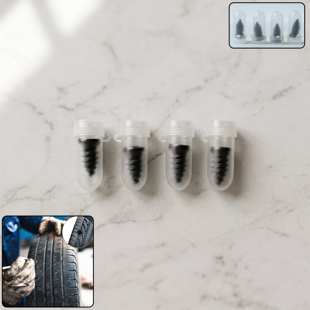 Tubeless tire repair screw plugs for cars and bikes in 4-pack