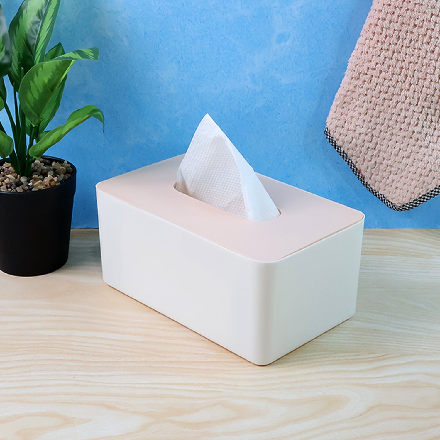 Tissue box holder rectangular shape storing paper napkins neatly