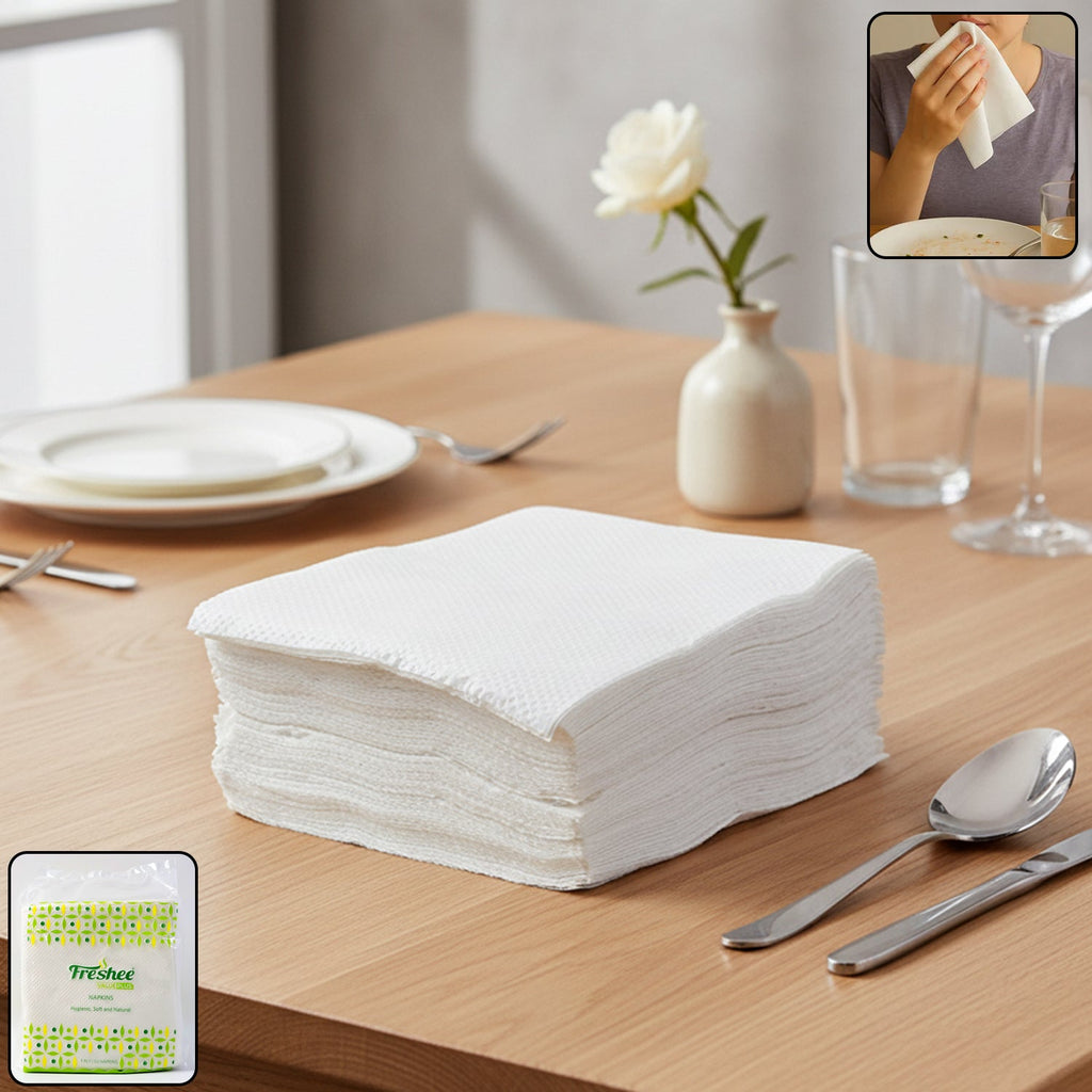 Pack of ultra-soft disposable paper napkins with embossed texture