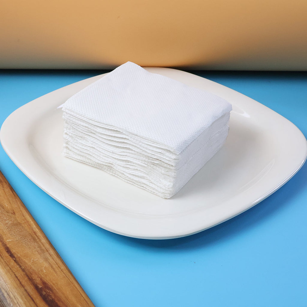 Close-up of soft tissue napkins showcasing embossed texture
