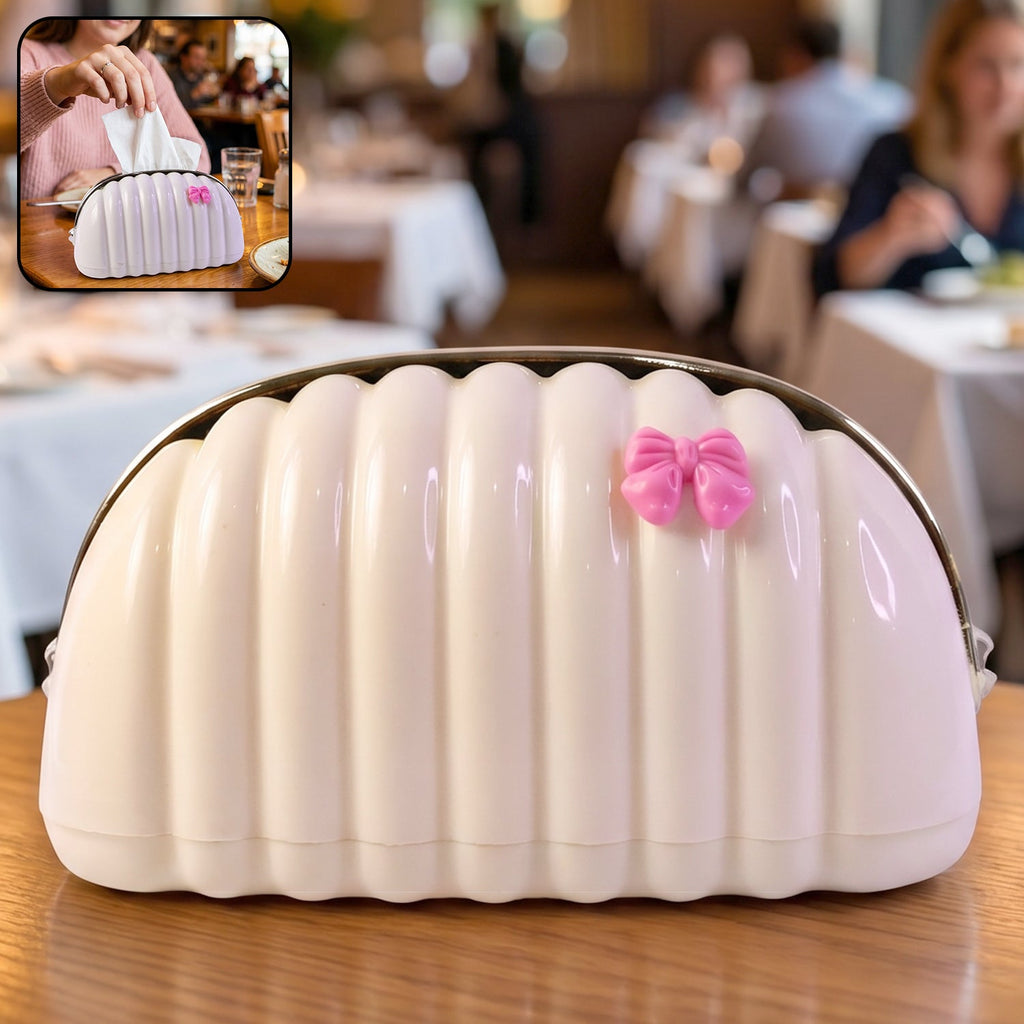 Decorative shell tissue holder without visible bow