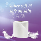 Freshee toilet tissue roll illustrating its soft, strong, and absorbent texture.