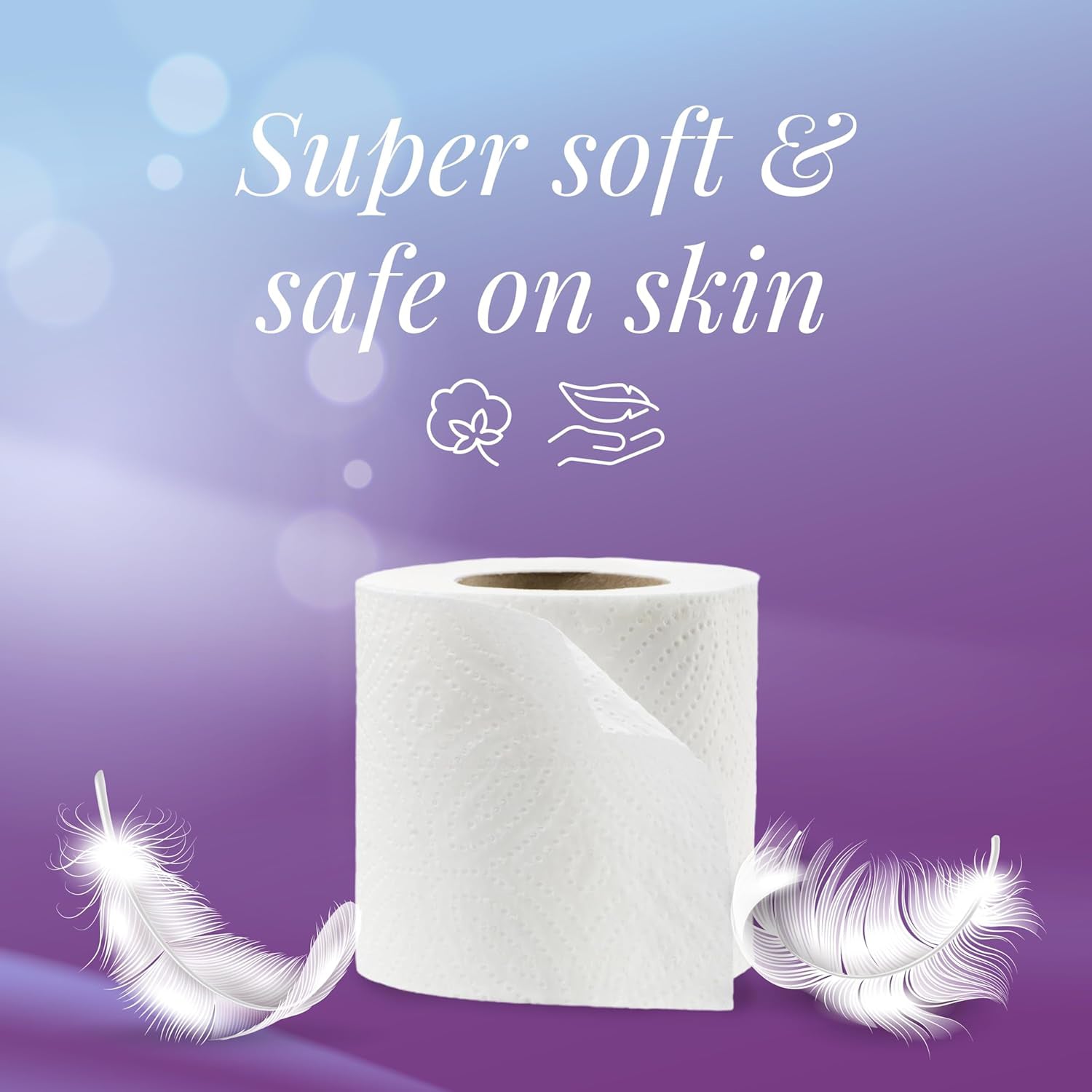 Freshee toilet tissue roll illustrating its soft, strong, and absorbent texture.
