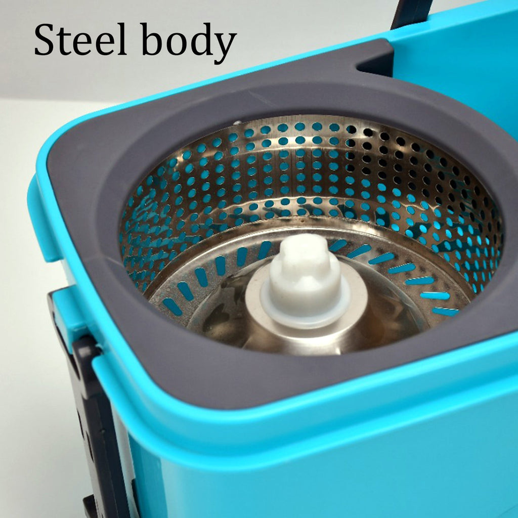 Pro Clean Spin Mop demonstrating its 180-degree rotating mop head for corners.