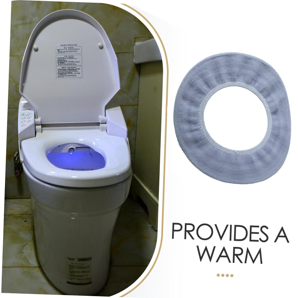 Hygienic toilet seat protector cover in bathroom setting
