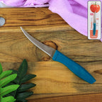 Tomato knife with sharp serrated curved stainless steel blade