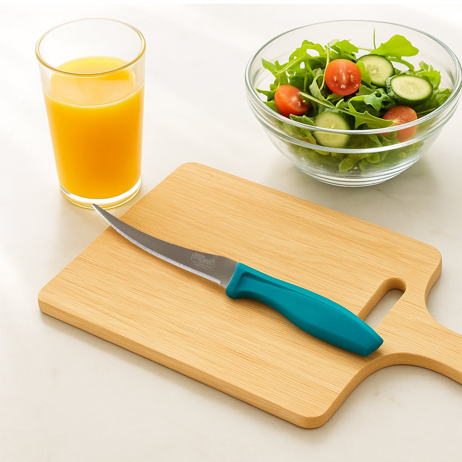 Tomato knife designed for kitchen use and precise slicing