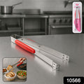 Premium stainless steel kitchen tongs with ergonomic grip on white background