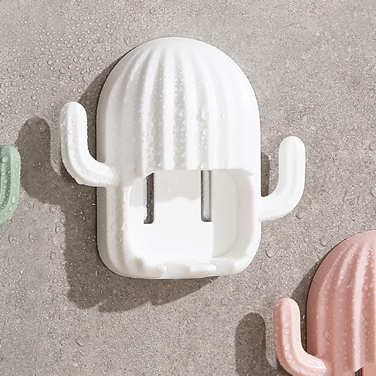 Close-up of cactus toothbrush holder featuring dust-proof cover for protection