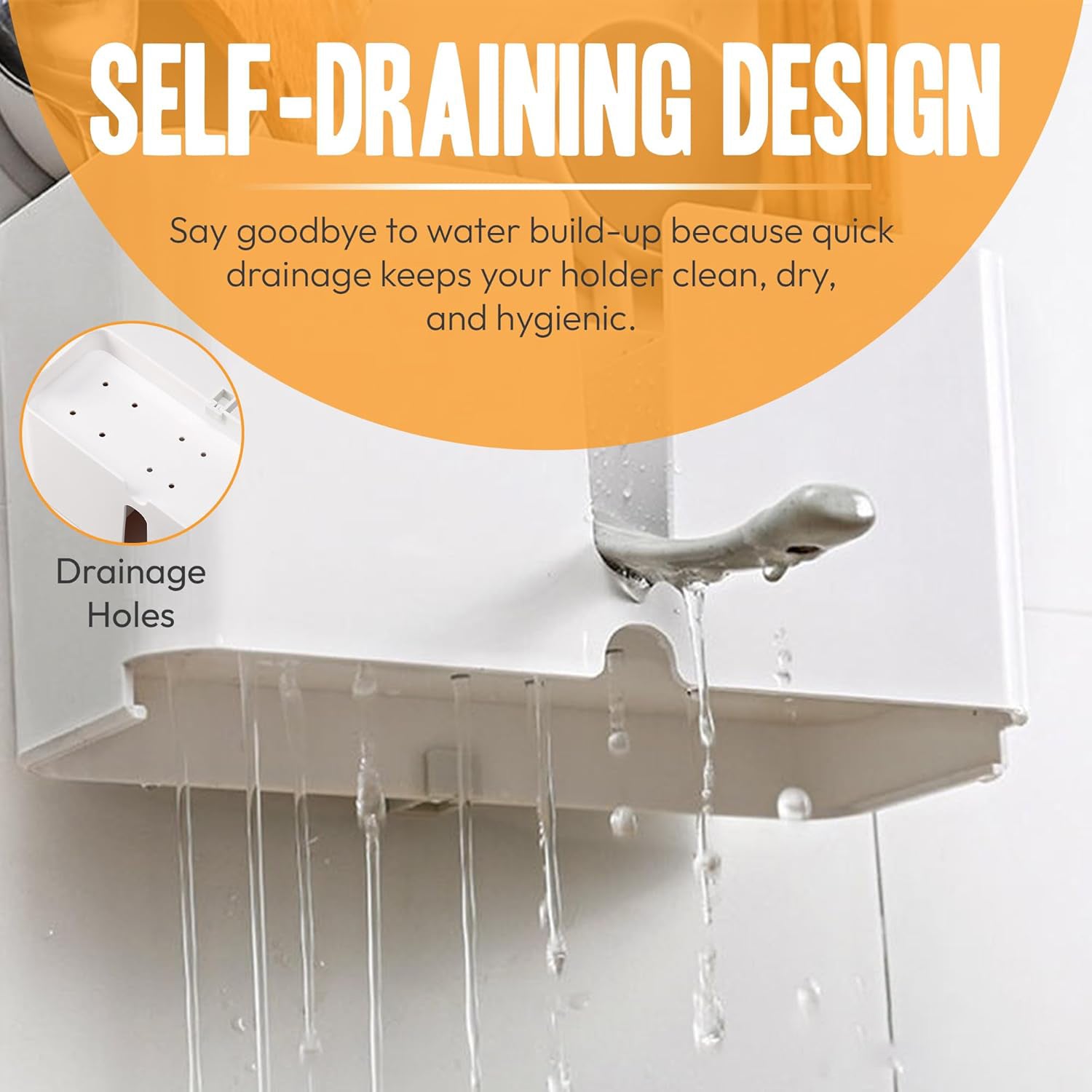 Wall mounted toothbrush holder adhesive back for secure installation