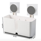Toothbrush organizer mounted neatly on bathroom wall space saver