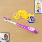 Kids toothbrush with panda design and red motorcycle toy set