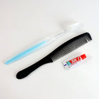 Mini travel hygiene kit featuring toothbrush and comb for quick grooming