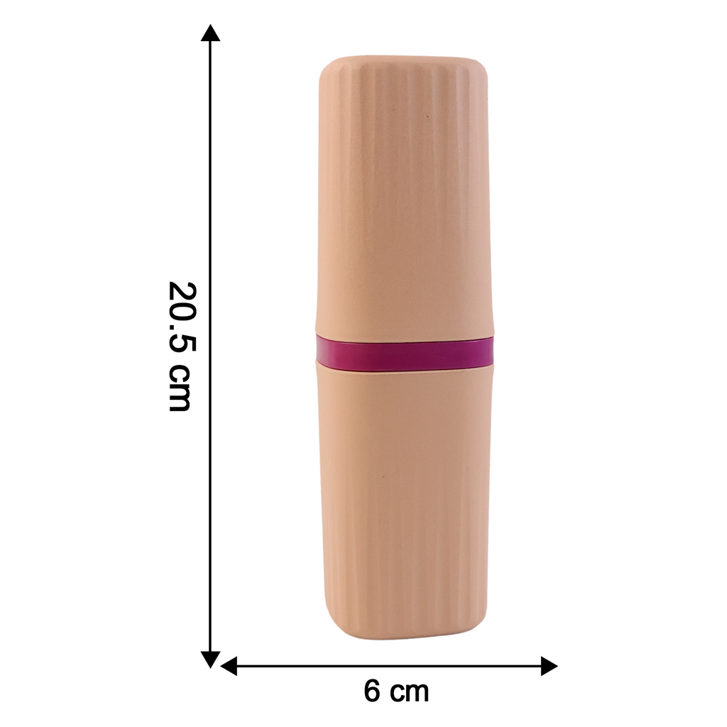 Dimension diagram showing size of portable toothbrush travel case