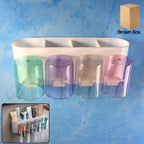Wall mounted toothbrush holder with 4 inverted cups for hygienic drying