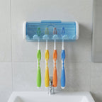Side view of wall mounted toothbrush storage organizer