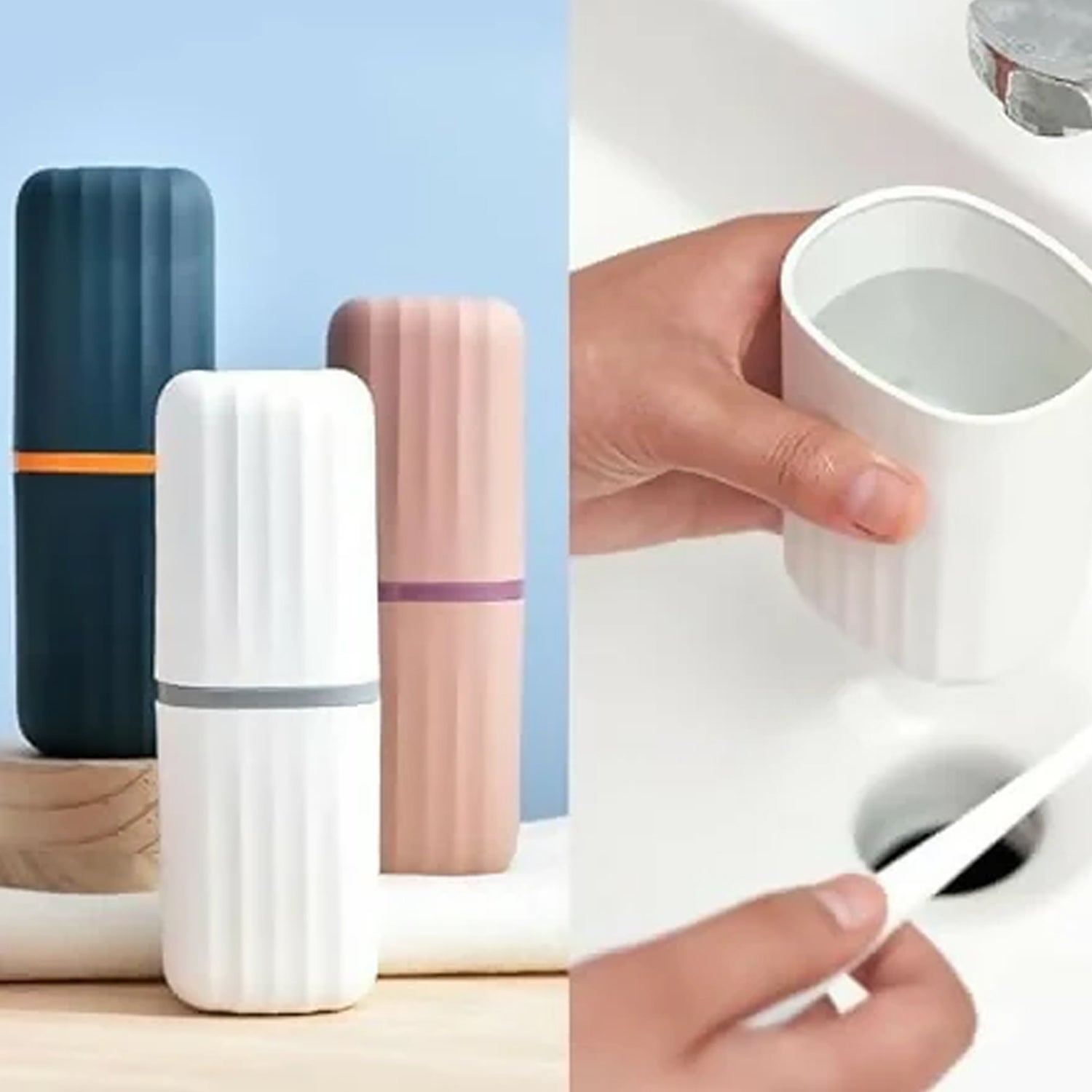 Plastic toothbrush case featuring airtight protective cover