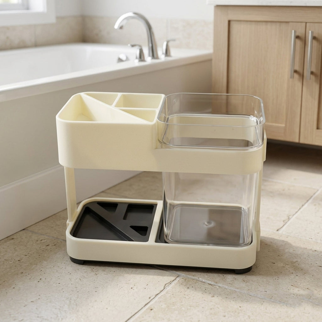 Dental care organizer stand for toothbrush and toothpaste