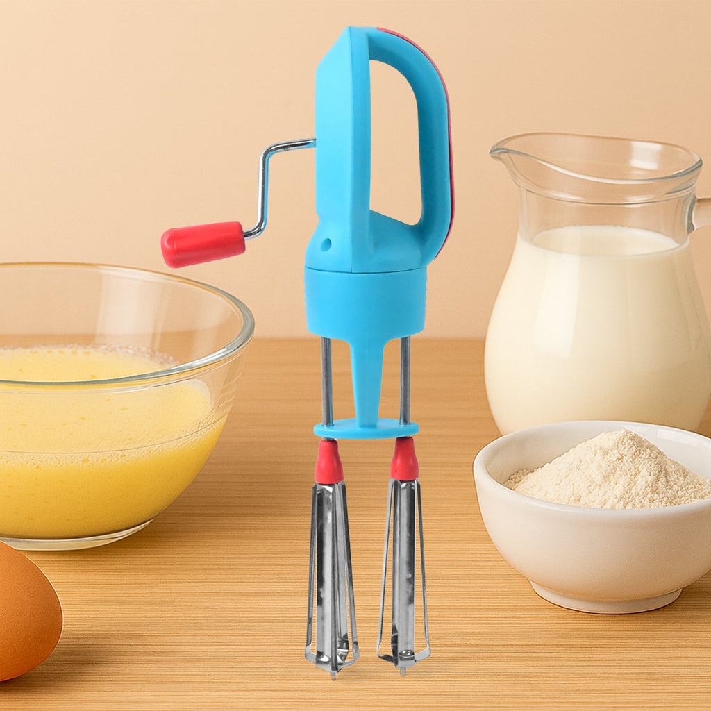 Manual hand beater showing ergonomic handle and gear mechanism