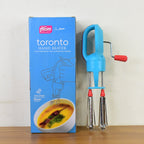 Compact manual hand beater with dual stainless steel whisks