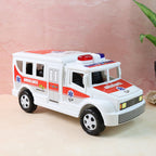 Top view highlighting detailed friction powered ambulance toy design