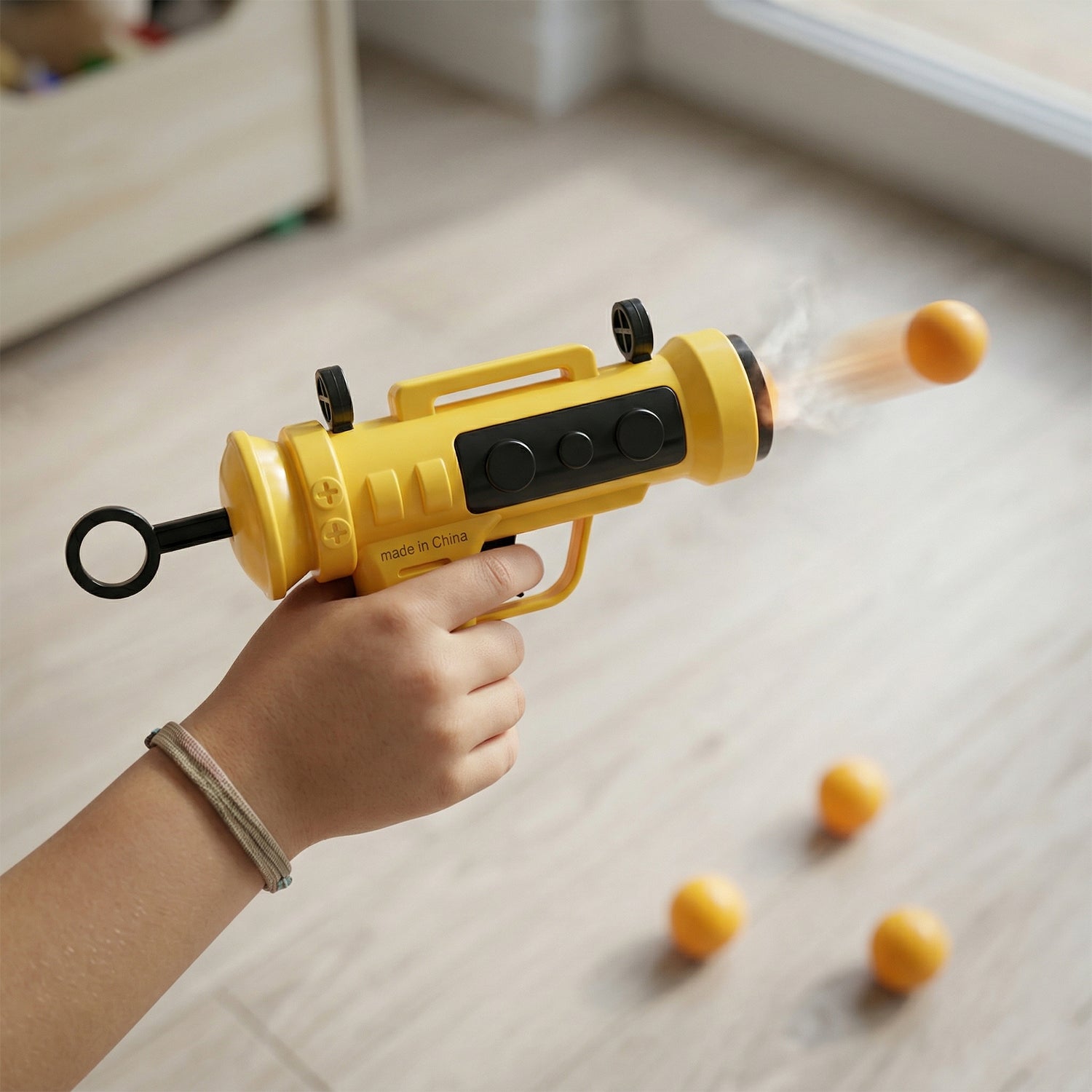 Close-up of Target Titan soft foam ball shooter toy gun