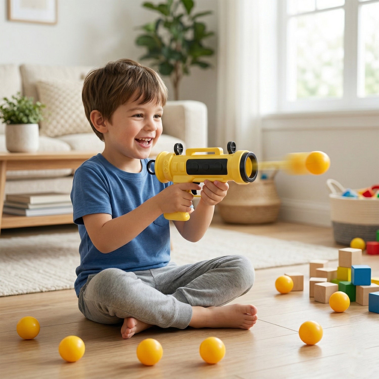Kids play with Target Titan foam ball shooter toy gun
