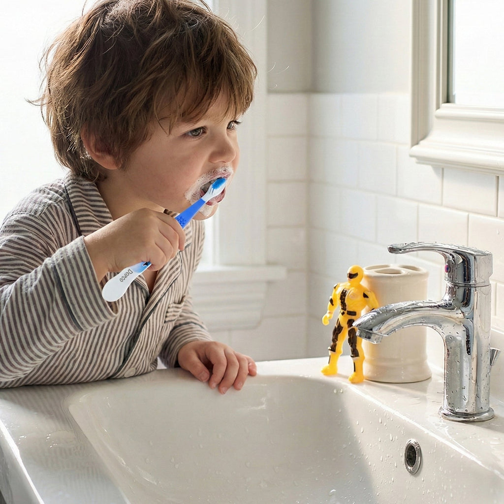 Cartoon robot toothbrush set for children’s daily dental care