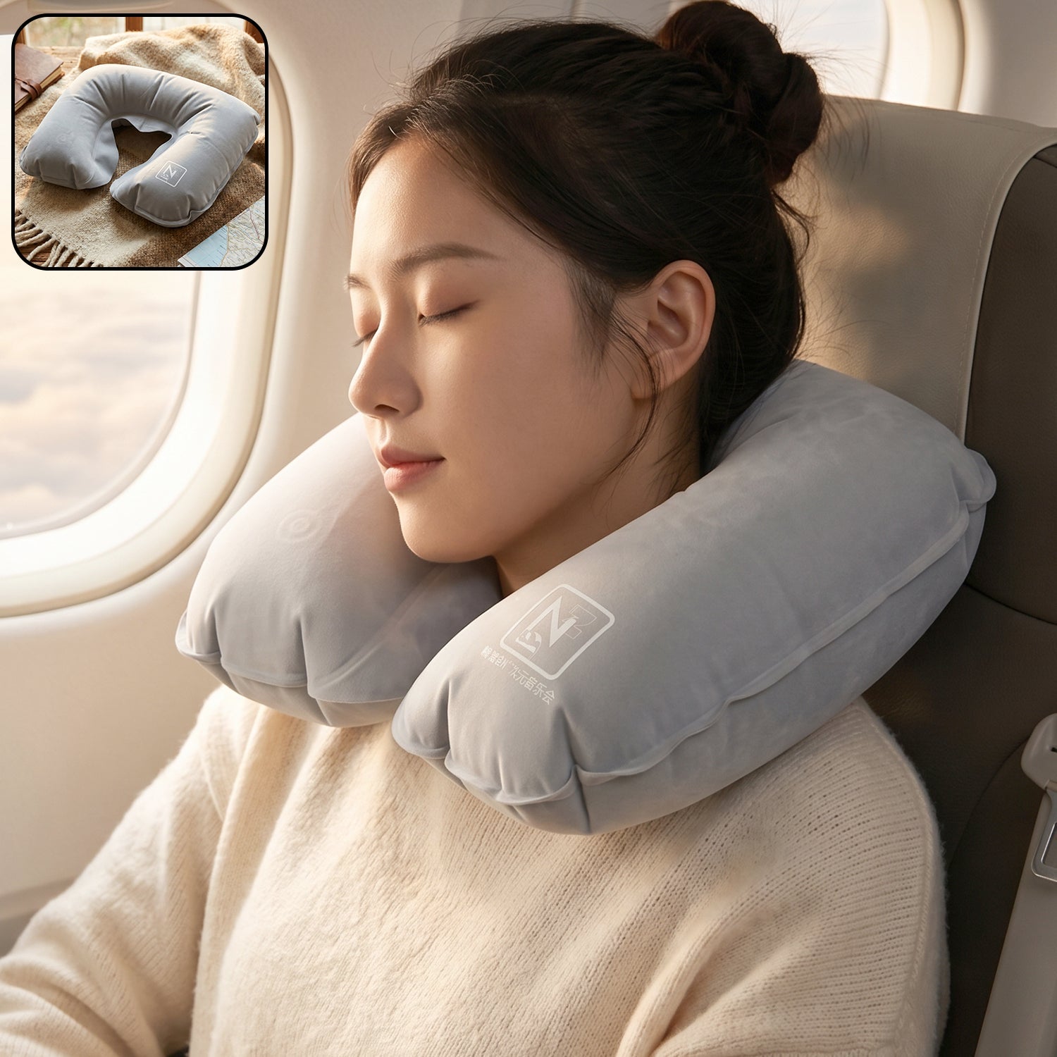 Travel comfort kit including neck pillow, eye mask and earplugs for sleep