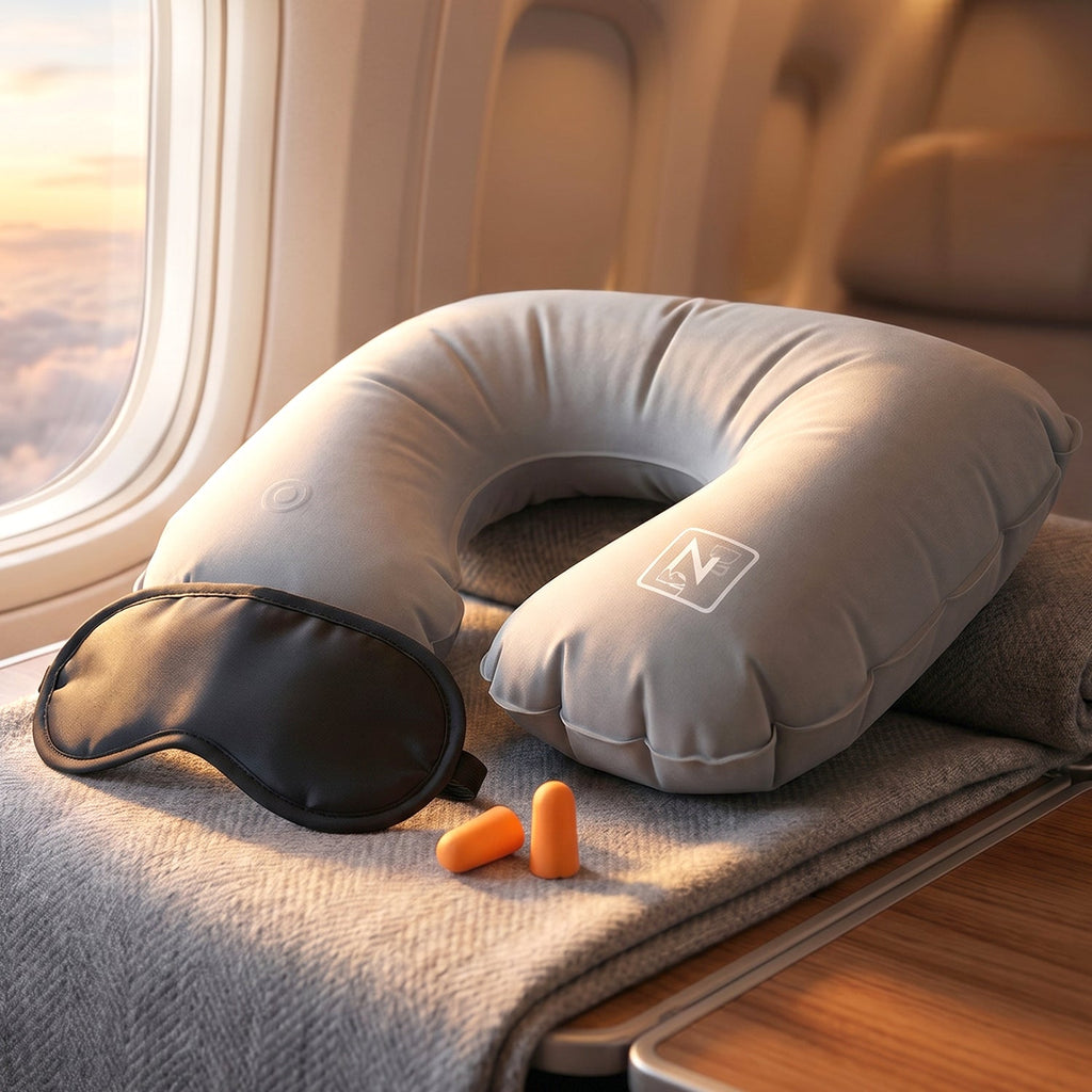 Memory foam travel pillow and sleep accessories set