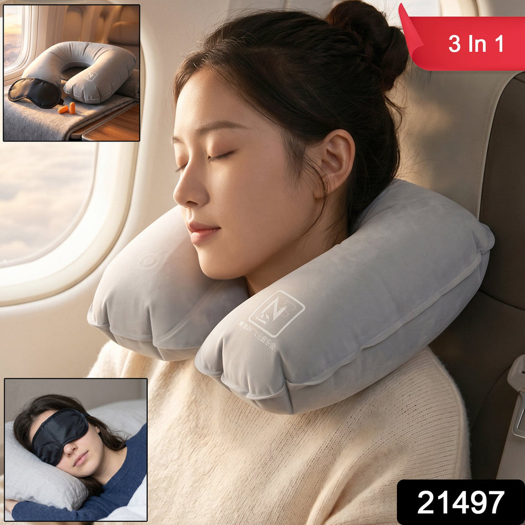 Sleep essentials travel kit with pillow, eye mask and earplugs
