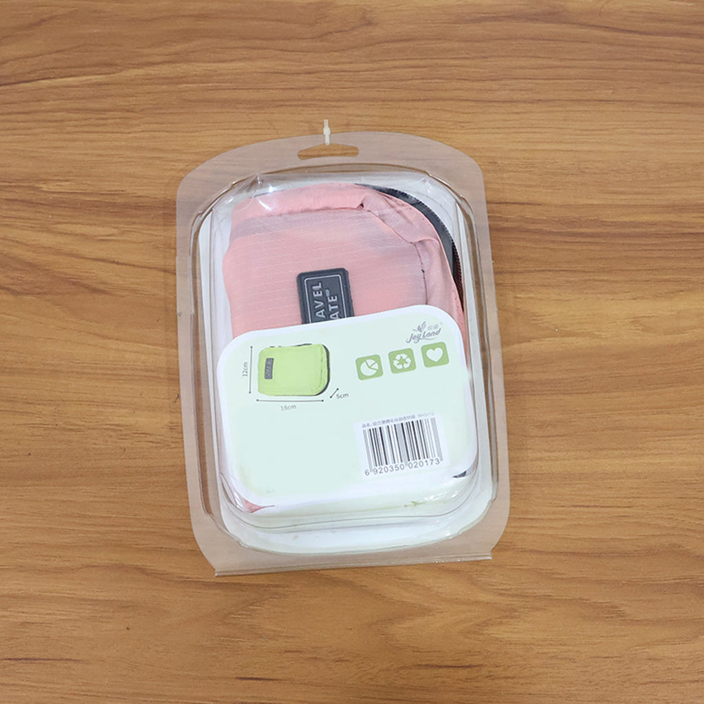 Scale image showing compact size of hanging toiletry bag
