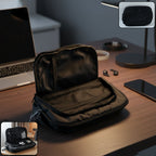 Small electronics organizer pouch with zip closure for travel and daily use