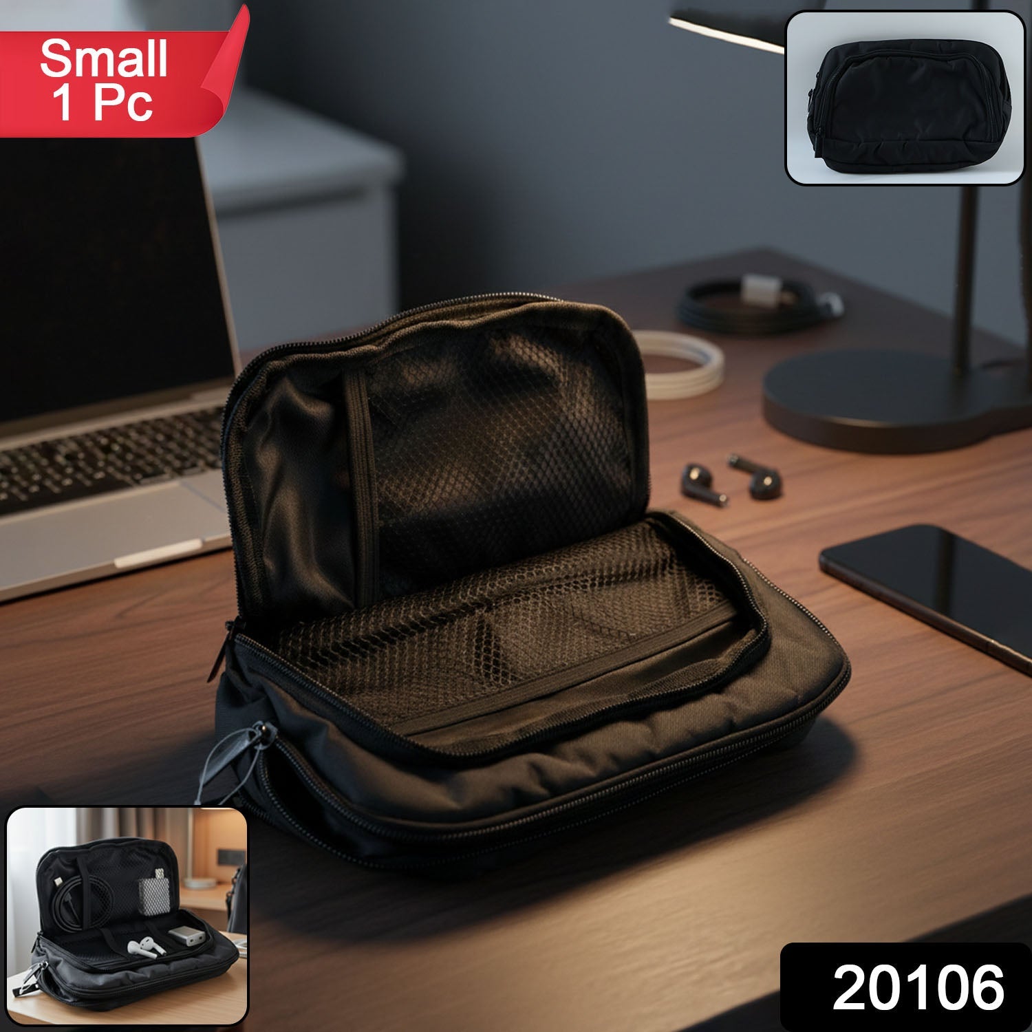 Compact travel pouch for organizing cables, chargers, and gadgets