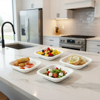 Hygienic disposable square food tray perfect for catering services.