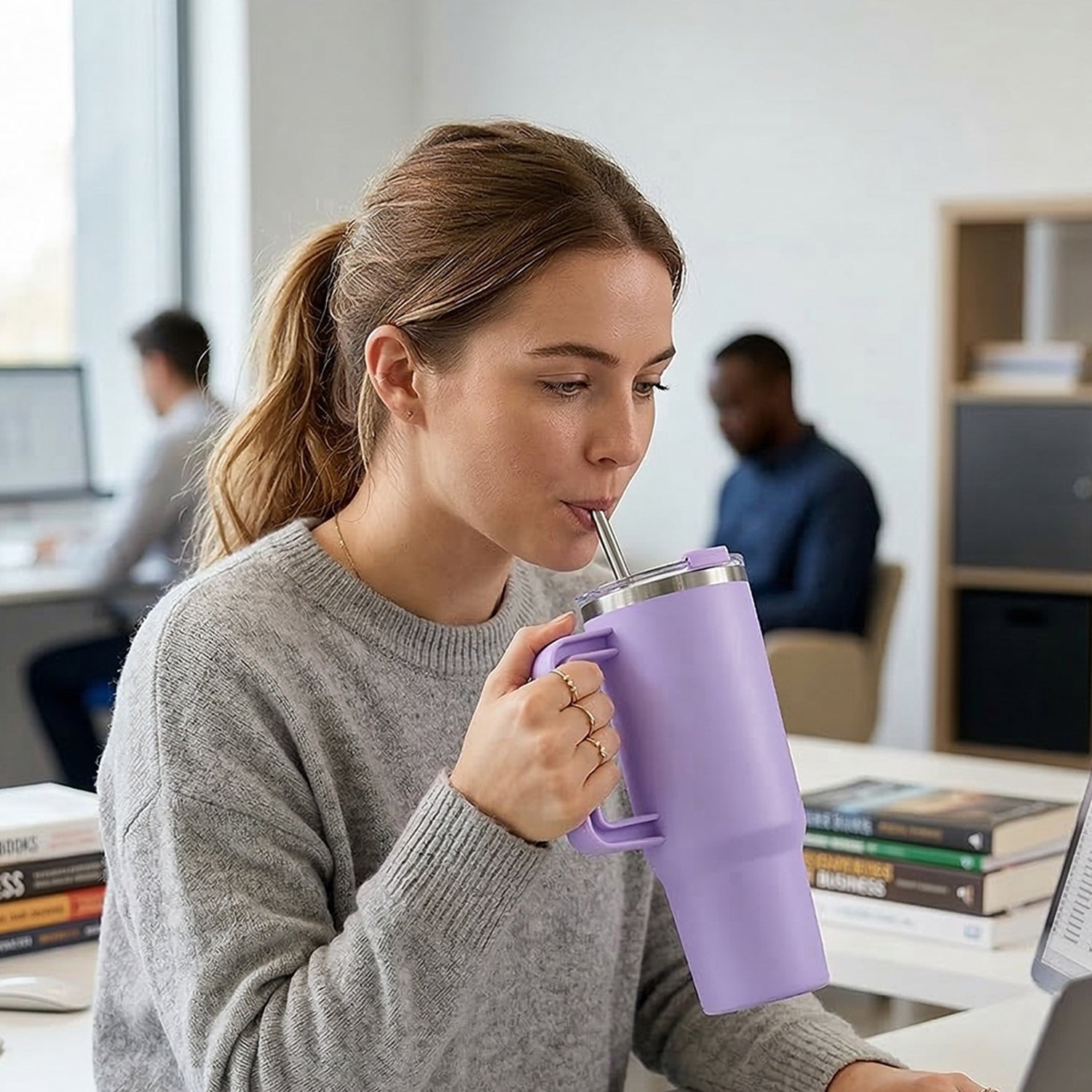 Konvex coffee tumbler with straw and lid