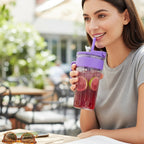 Children's plastic tumbler with handle and leak-proof lid