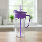 Plastic handled kids tumbler with secure drinking lid