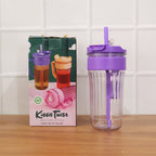 Kiddie plastic tumbler with easy-sip straw and sturdy handle