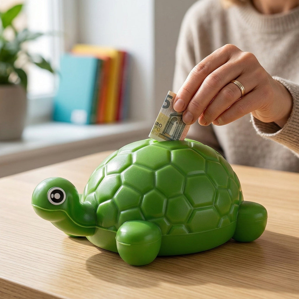 Tortoise design plastic piggy bank for kids