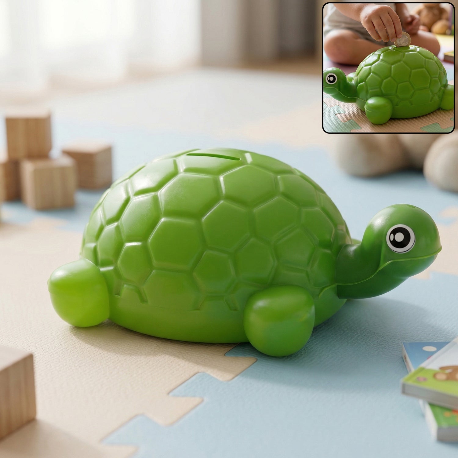 Kids tortoise-shaped piggy bank perfect for saving coins