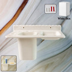Wall mounted toothbrush holder with multi-compartment design for bathroom organization.