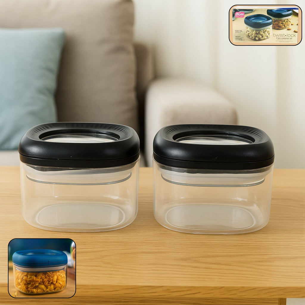 Set of 2 Supermom Twist Lock airtight storage containers with 500ml capacity