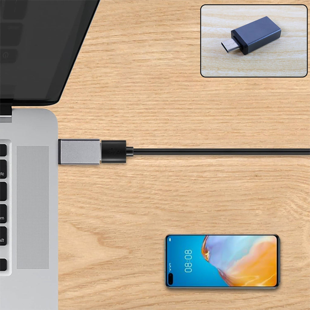 Type-C OTG Adapter demonstrating its plug-and-play connection with a USB-A device.